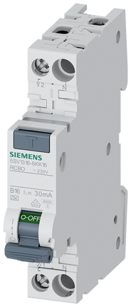Siemens 5SV1316-6GV16 Type A RCBO - 2P, 16A Current Rating, 5SV1 Series (Pack of 12)