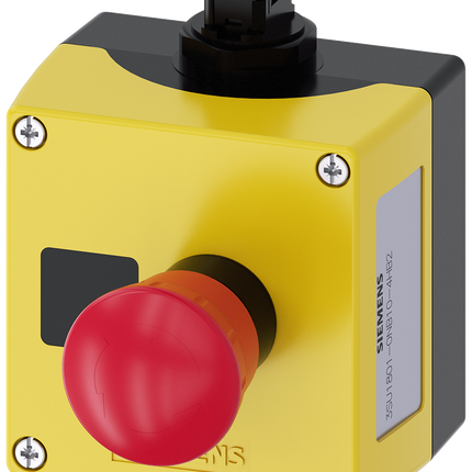 Siemens 3SU1801-0NB10-4HB2 3SU1 Series Red Emergency Stop Push Button, 1NO + 1NC, Surface Mount, IP66, IP67, IP69