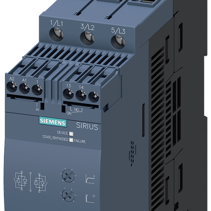 Siemens 3RW3038-1BB04 37 kW Soft Starter, 400 V ac, 3 Phase, IP20