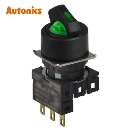 AUTONICS Selector Switch, Non-Illuminated, Ø16mm, Round, 2-Position, Momentary, 1C, Green S16SR-S1GC