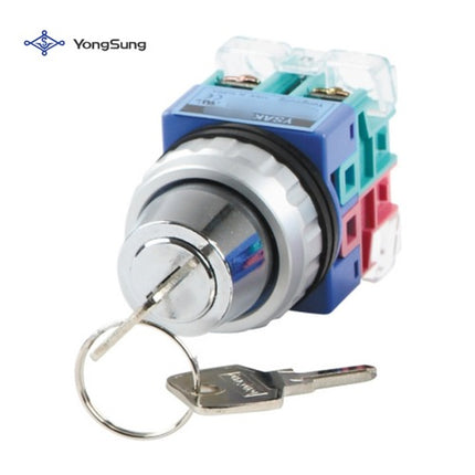 YONGSUNG Key Switch, Type A, Ø25mm, 2-Position, 2a2b YSAK2-222