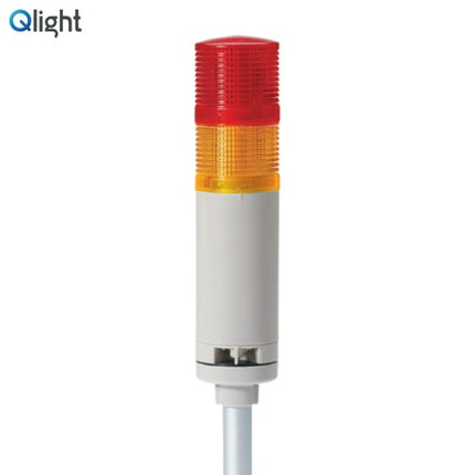 QLIGHT Signal Tower Light, Steady/Buzzer Type, 50mm, 2-Tier, DC24V, Red/Yellow QTGA50L-BZ-2-24-RA