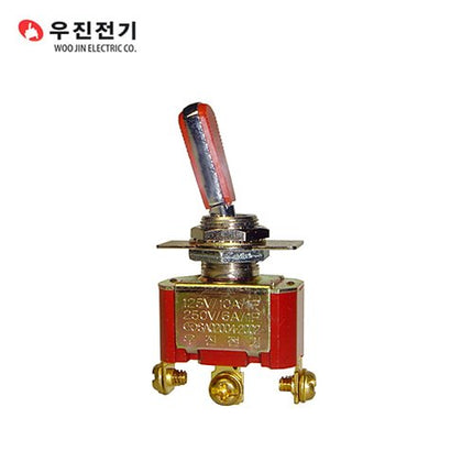 WOOJIN Toggle Switch, Maintained, Red Handle WJT-3210CFR