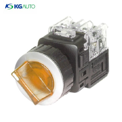 KG AUTO Selector Switch, Illuminated, 2-Position, Aluminum, Flush-Mount, Ø30mm, Maintained, Yellow, KGT-L2M1V2Y, AC110V/220V 1a1b