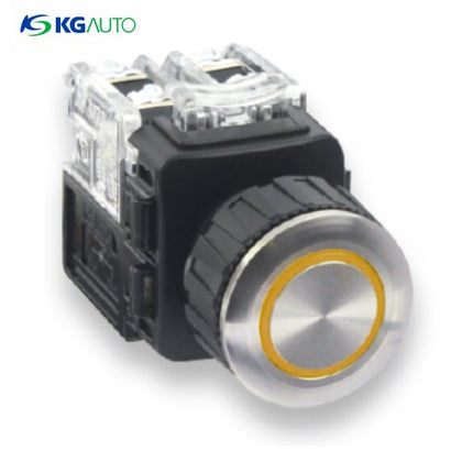 KG AUTO Push Button Switch, Illuminated, Ø25mm, Yellow, Momentary, 1a1b, DC 12V/24V KMX-JMD21Y