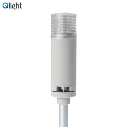 QLIGHT Signal Tower Light, Steady/Flashing/Buzzer Type, 50mm, 1-Tier, AC110-220V, White QTGA50LF-BZ-1-110/220-W