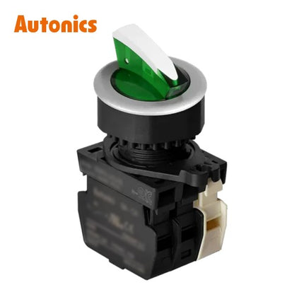 AUTONICS Selector Switch, Illuminated, Ø30, Short Lever, 3-Position, Left Return, Green, A1 B1, DC S3SFN-LCGABD