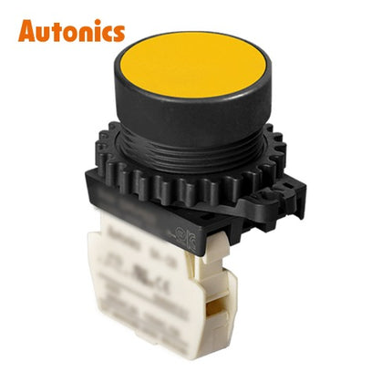 AUTONICS Push Button Switch, Non-Illuminated, Momentary, Ø30mm, Yellow, 1b S3PR-P1YBM