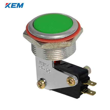 KEM Push Button Switch, Non-Illuminated, Ø25mm, Flush-Mount, Green, KPU-25-G, AC250V 8A 1a1b