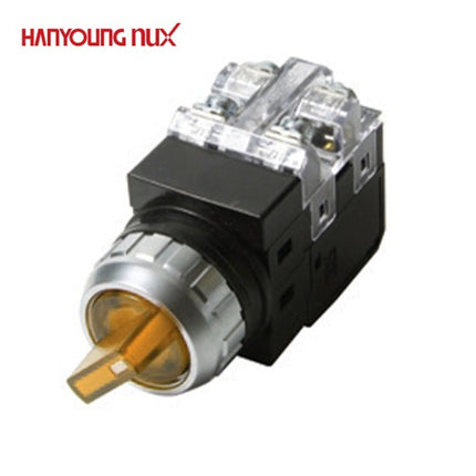 HANYOUNG Selector Switch, 3-Position, Illuminated, Ø25, Maintained, Yellow, AC 100-240V CRT-253AAY