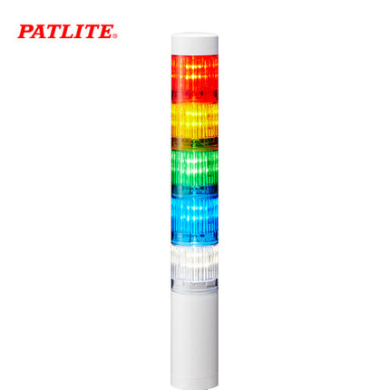 PATLITE Signal Tower Light, Ø40, 5-Tier, White Body, LED, L-Bracket, DC24V LR4-502LJNW-RYGBC