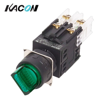KACON Selector Switch, 2-Position, Ø22mm, Green, Momentary, AC220V K22-44G-S2R