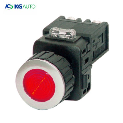 KG AUTO Pilot Lamp, Ø25, Aluminum, Flush Mount, Red, 12V/24V DC KGP-JD2R
