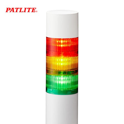 PATLITE Signal Tower Light, LED, Buzzer Type, 3-Tier, DC24V LR7-302WJBW-RYG