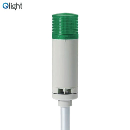 QLIGHT Signal Tower Light, Steady/Flashing/Buzzer Type, 50mm, 1-Tier, AC110-220V, Green QTGA50LF-BZ-1-110/220-G