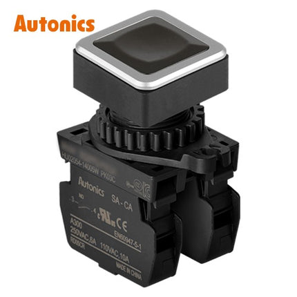 AUTONICS Push Button Switch, Non-Illuminated, Momentary, Ø30mm, Black, 2a SQ3PFS-P1K2AM