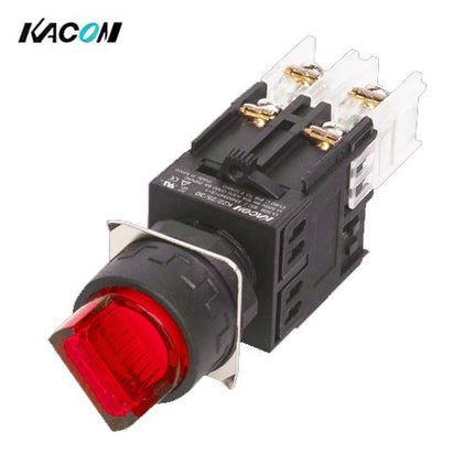 KACON Selector Switch, 2-Position, Ø25mm, Red, Maintained, AC220V K25-44R