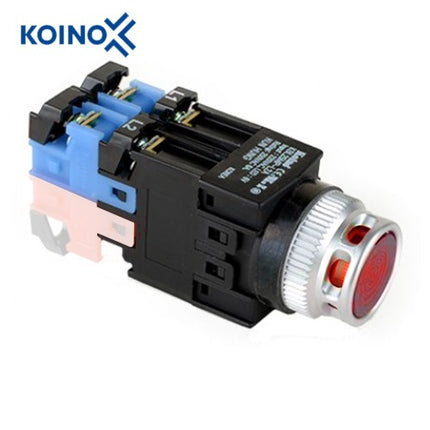 KOINO Push Button Switch, Illuminated, Ø30mm, Red, 1a Contact KBL30MP-L3C10R