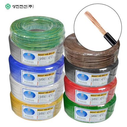 SANGJIN CABLE KIV Wire, 450/750V Insulated Cord Wire, 60227 KS IEC 02, 100 m Roll, KIV 6SQ