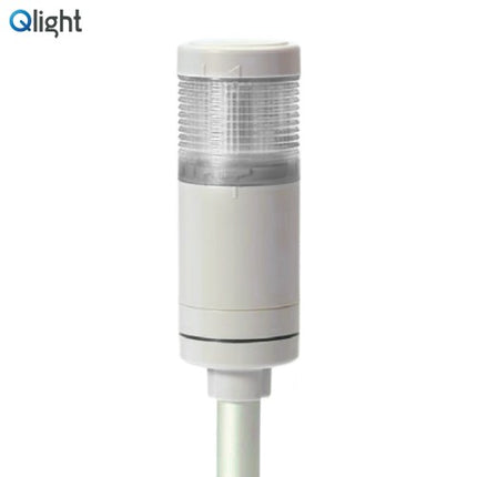 QLIGHT Signal Tower Light, Steady/Flashing Type, 50mm, 1-Tier, AC110-220V, White QTG50LF-1-110/220-W