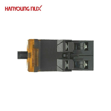HANYOUNG Illuminated Push Button Switch, Contact Block, Bottom Contact, Yellow Cap AR-111D0Y