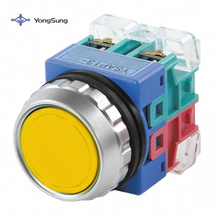 YONGSUNG Push Button Switch, Non-Illuminated, Ø30mm, 4a4b, Yellow YSAP13-44Y