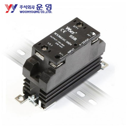 WOONYOUNG Solid State Relay (SSR), Socket Type, DIN Rail Mount WYMG1C40Z40