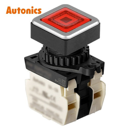AUTONICS Push Button Switch, Illuminated, Momentary, Ø30mm, Red, B2, AC SQ3PFS-P3R2BL
