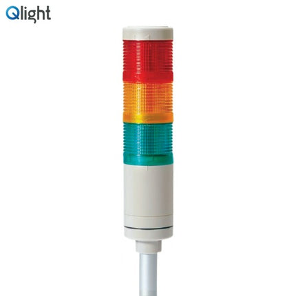 QLIGHT Signal Tower Light, Steady/Flashing Type, 50mm, 3-Tier, DC24V QTG50LF-3-24-RAG