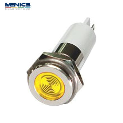 MENICS LED Indicator Light, Ø16mm, High-Brightness, IP67, Flat Type, DC3V, Yellow (Pack of 20) S16F-03Y