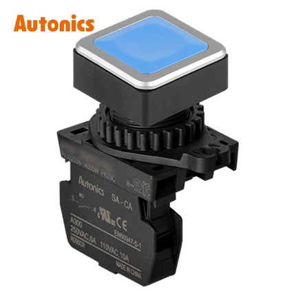 AUTONICS Push Button Switch, Non-Illuminated, Momentary, Ø30mm, Blue, 1a SQ3PFS-P1BA