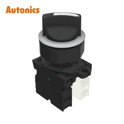 AUTONICS Selector Switch, Non-Illuminated, Ø30mm, Short Lever, 2-Position, Maintained, White, 1a1b S3SF-S3WABM
