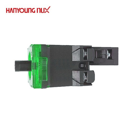 HANYOUNG Illuminated Push Button Switch, Contact Block, Bottom Contact, Green Cap AR-110A0G
