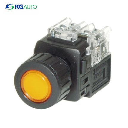 KG AUTO Push Button Switch, Illuminated, Ø25mm, Yellow, Momentary, KGX-CMV21Y, AC 110V/220V 1a1b