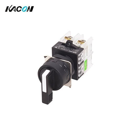 KACON Selector Switch, 3-Position, Ø30, Long Lever, Black, Right Spring Return K30-51K-L3R