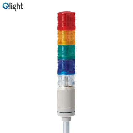 QLIGHT Signal Tower Light, Steady Type, 50mm, 5-Tier, DC12V QTGA50L-5-12-RAGBW