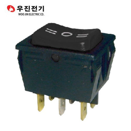 WOOJIN Rocker Switch, Momentary, =O=, Black WOE-6310MG