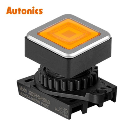 AUTONICS Push Button Switch, Illuminated, Momentary, Ø30mm, Yellow (Head Only) SQ3PFS-P3Y