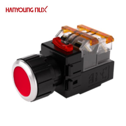 HANYOUNG Push Button Switch, Illuminated, Ø25mm, Red, MRX-NM2D0R, 12V/24V 2a2b