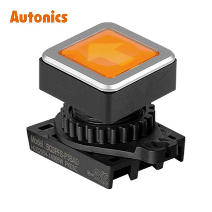 AUTONICS Push Button Switch, Illuminated, Momentary, Ø30mm, Yellow (Head Only) SQ3PFS-P3YU