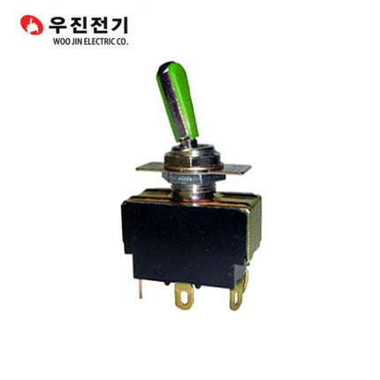 WOOJIN Toggle Switch, Maintained, Green Handle WJT-6310CFG