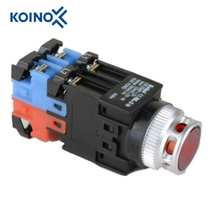 KOINO Push Button Switch, Illuminated, Red, KBL25MP, AC220V -2AR11