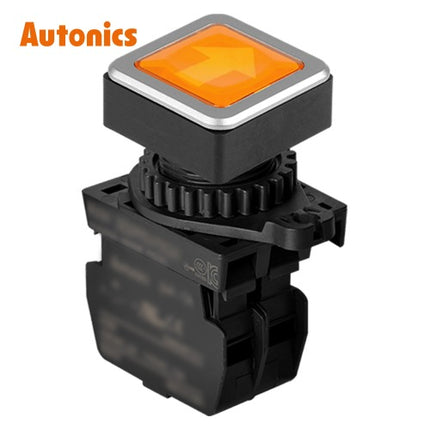 AUTONICS Push Button Switch, Illuminated, Momentary, Ø30mm, Yellow, A1, AC SQ3PFS-P3YLAL