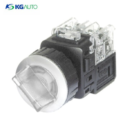KG AUTO Selector Switch, 2-Position, Illuminated, Aluminum, Flush Mount, Ø30, Spring Return, White, KGT-L2R1V2W, AC 110V/220V 1a1b