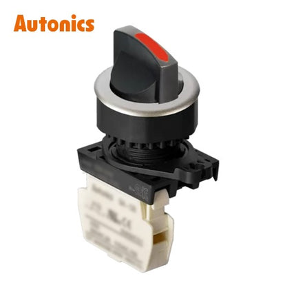 AUTONICS Selector Switch, Non-Illuminated, Ø30mm, Short Lever, 2-Position, Maintained, Red, 1b S3SF-S3RB
