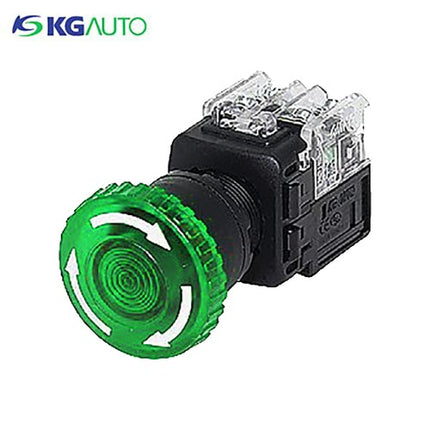 KG AUTO Emergency Stop Switch, Ø25, Illuminated, Green, KGEX-C4RD21G, 12V 24V DC 1a1b