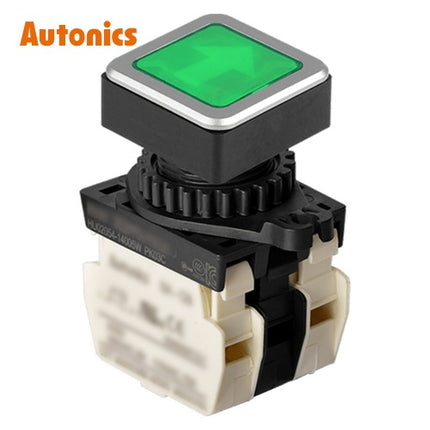 AUTONICS Push Button Switch, Illuminated, Momentary, Ø30mm, Green, B2, DC SQ3PFS-P3GL2BD