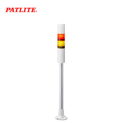 PATLITE Signal Tower Light with Buzzer, Ø40, 2-Tier, White Body, LED, Round Bracket, AC100-240V LR4-2M2PJBW-RY