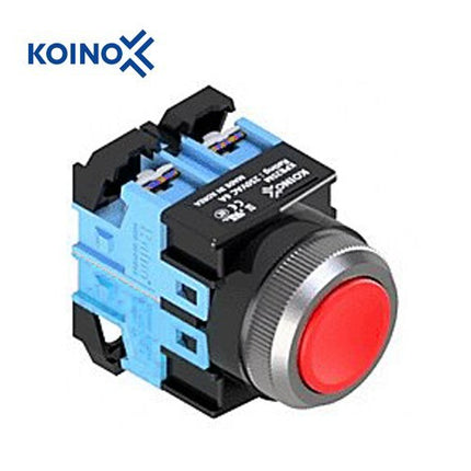 KOINO Push Button Switch, Non-Illuminated, Ø25mm, Red, 2a Contact KPB25M-R20