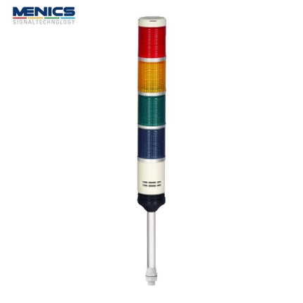 MENICS Signal Tower Light, Bulb Type, Ø56mm, Steady/Flashing with Buzzer, 4-Tier, AC/DC 24V PRMZ-402-RYGB
